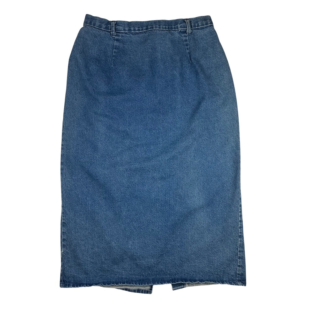 Kayo Clothing Company Denim Skirt Midi Blue Jean Button Fly Front Slit‎ Size 20W